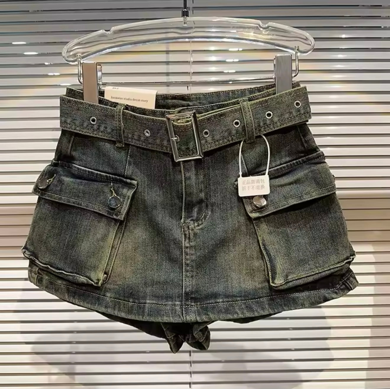 Denim cargo shorts