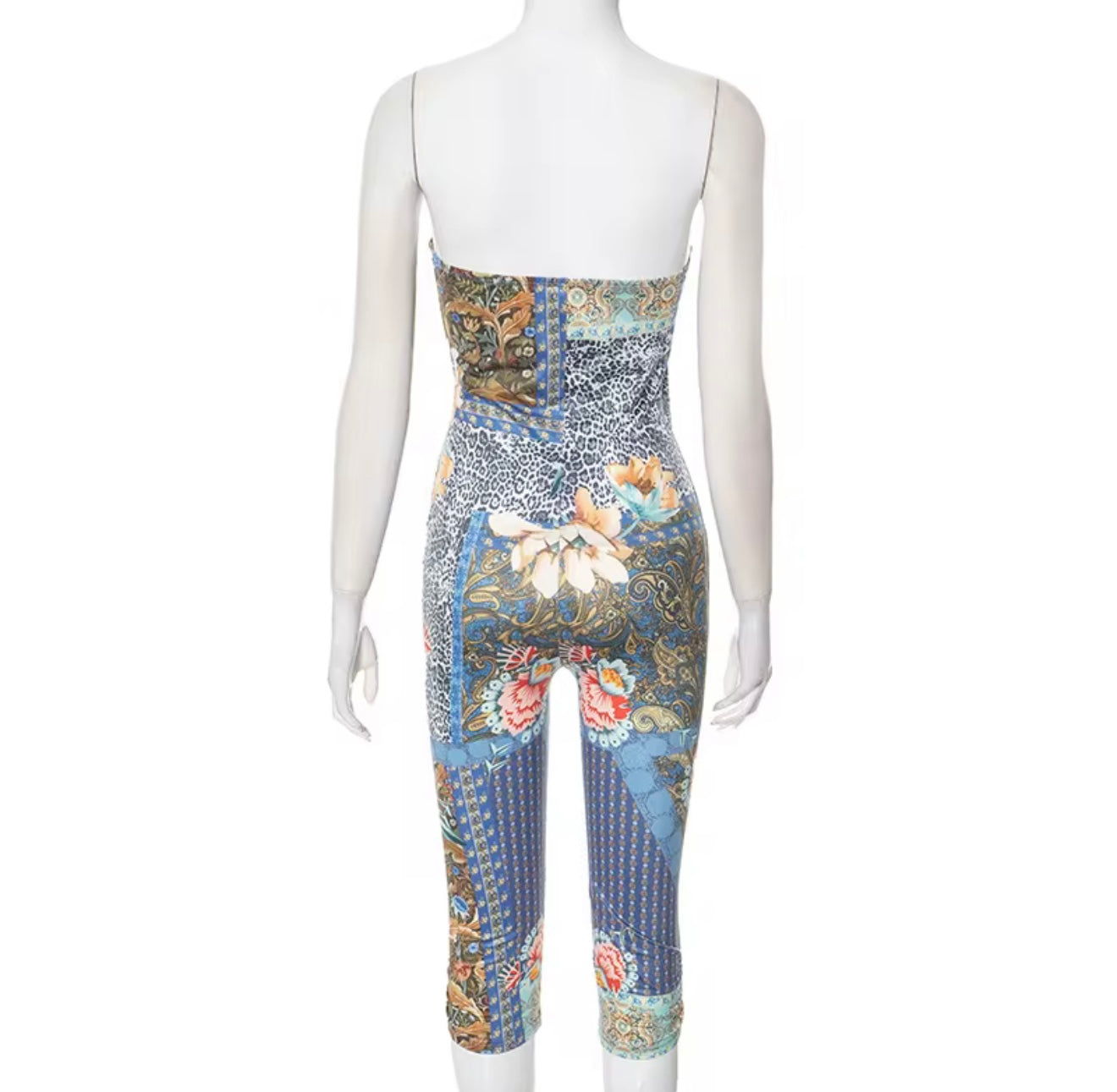 Printed tube top jumpsuit